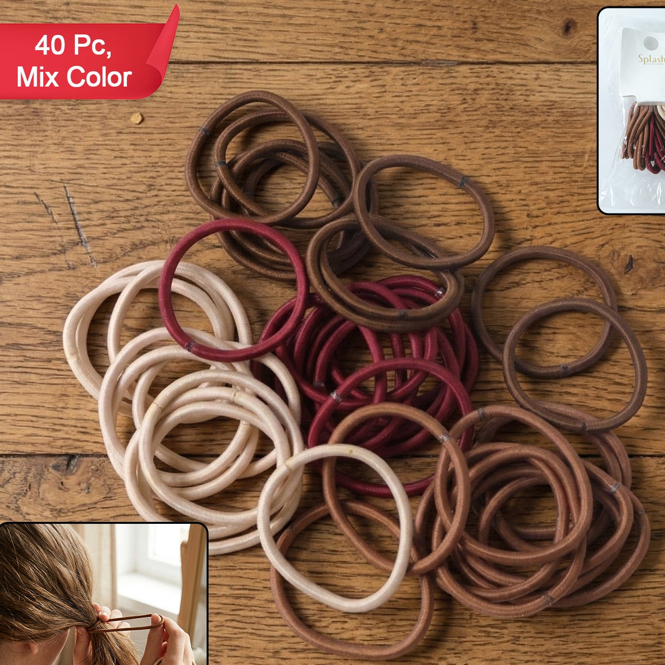 Soft Elastic Hair Bands For Women Girls 40 Pc Mix Color