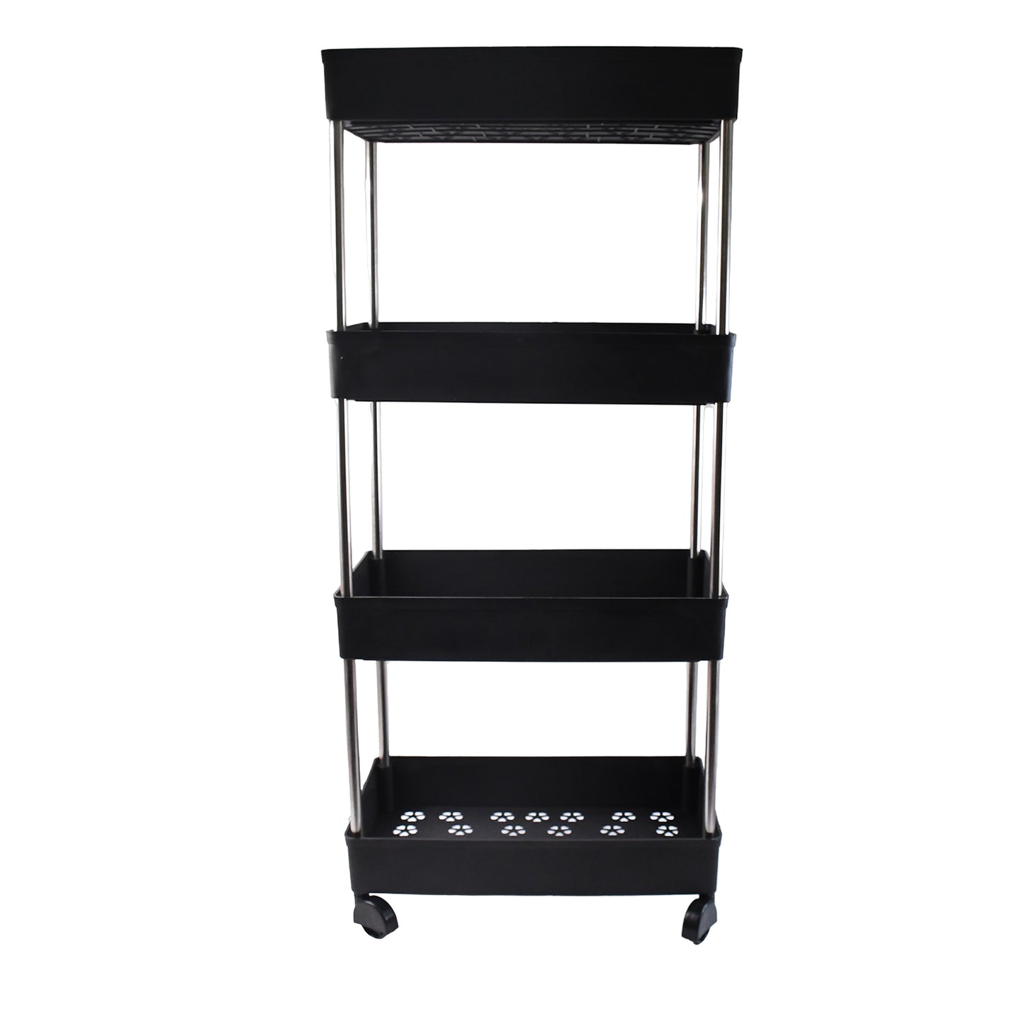 4-Tier Movable Storage Trolley with Wheels - Heavy Duty Plastic Organizer - Happy Price - Image 2