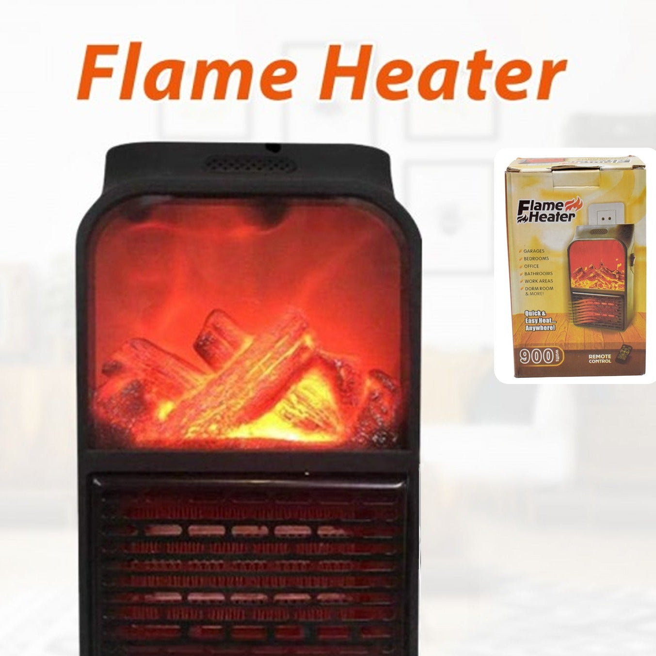 Portable Electric Fireplace Lamp Led Flame Heater (900w 1 Pc) - Happy Price - Image 1