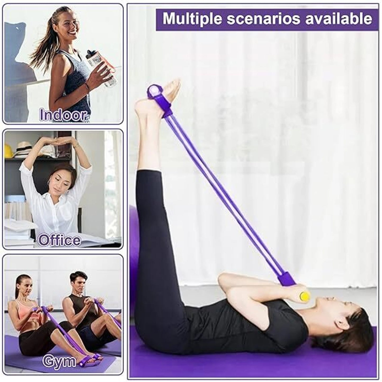 Portable Pull Rope Exerciser with Foot Pedals - Full Body Workout (1 Pc) - Happy Price - Image 3
