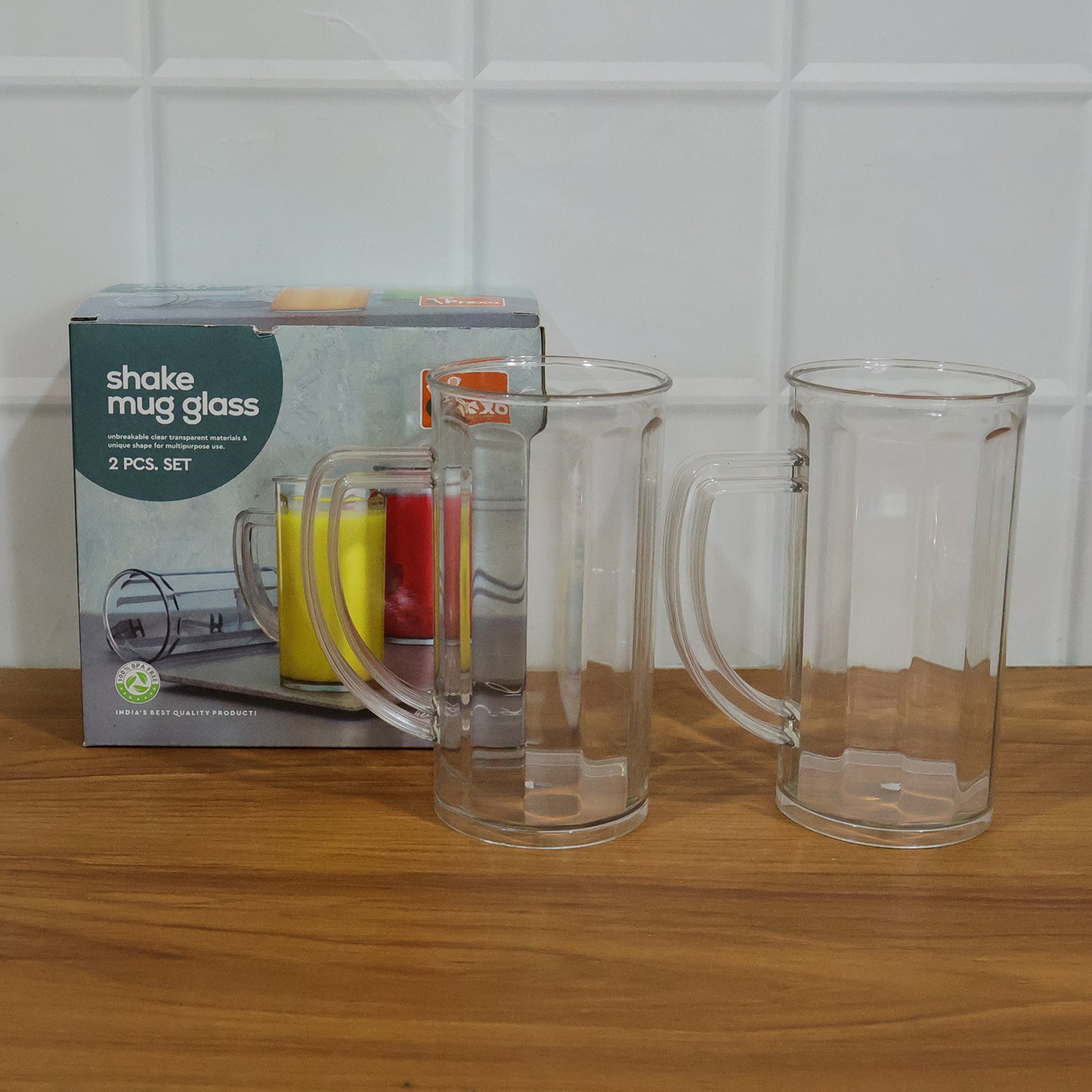 2 Pc Set 400 ML Plastic Shake Mugs with Handle - Transparent Drinkware - Great Price - Image 7