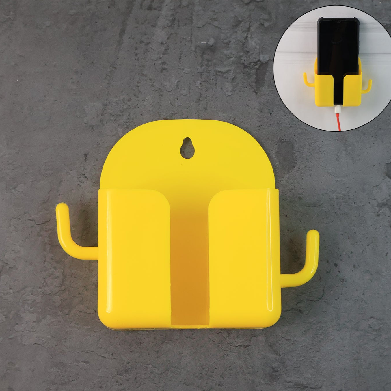 1 Pc Orange Wallmount Mobile Stand With Hook For And Stuffs Purposes. - Happy Price - Image 1