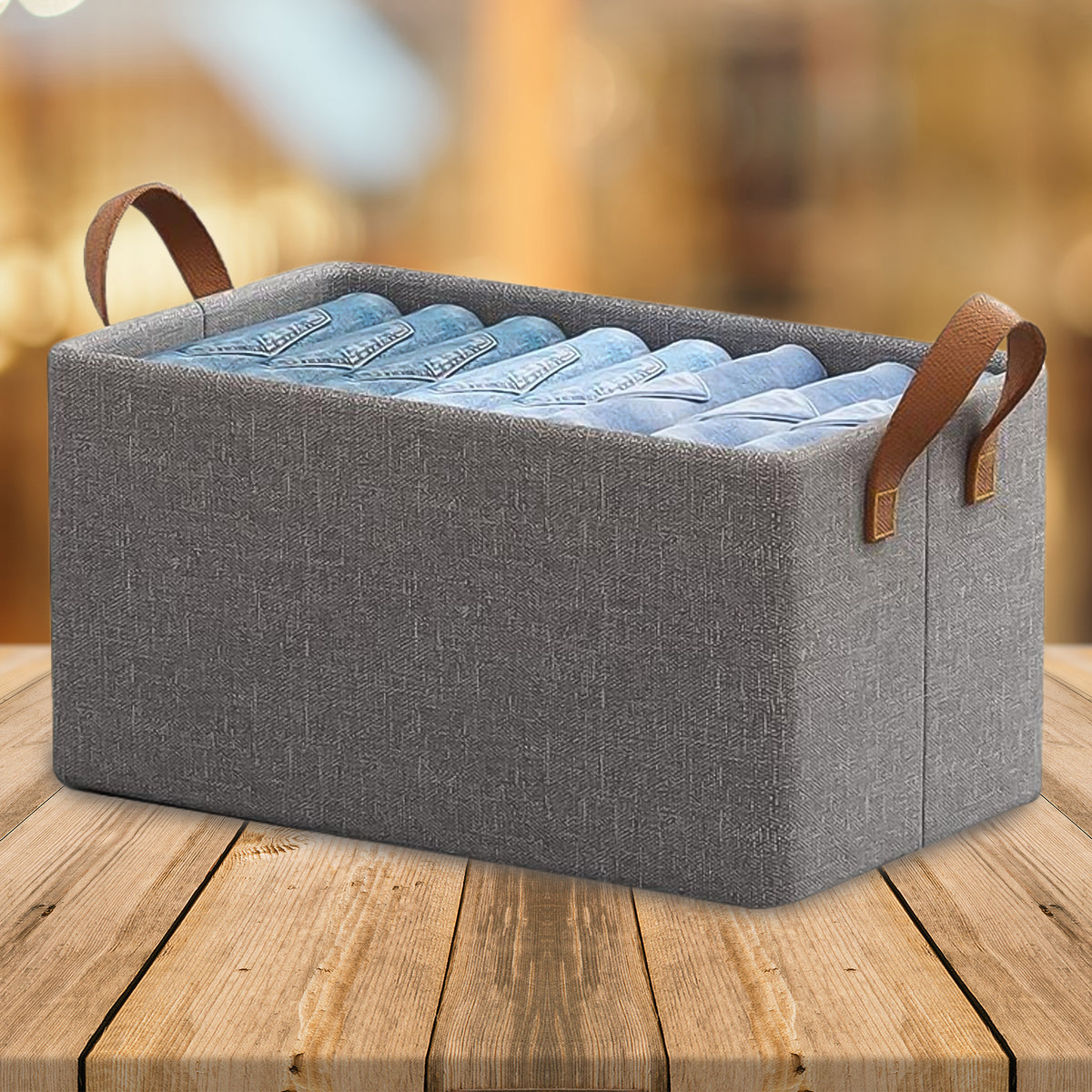 Cloth Storage Baskets Closet Storage Bins Canvas Fabric Storage Basket For Shelves Basket Organizers For Shelf Storage Bins For Clothes (4827 Cm) - Happy Price - Image 2