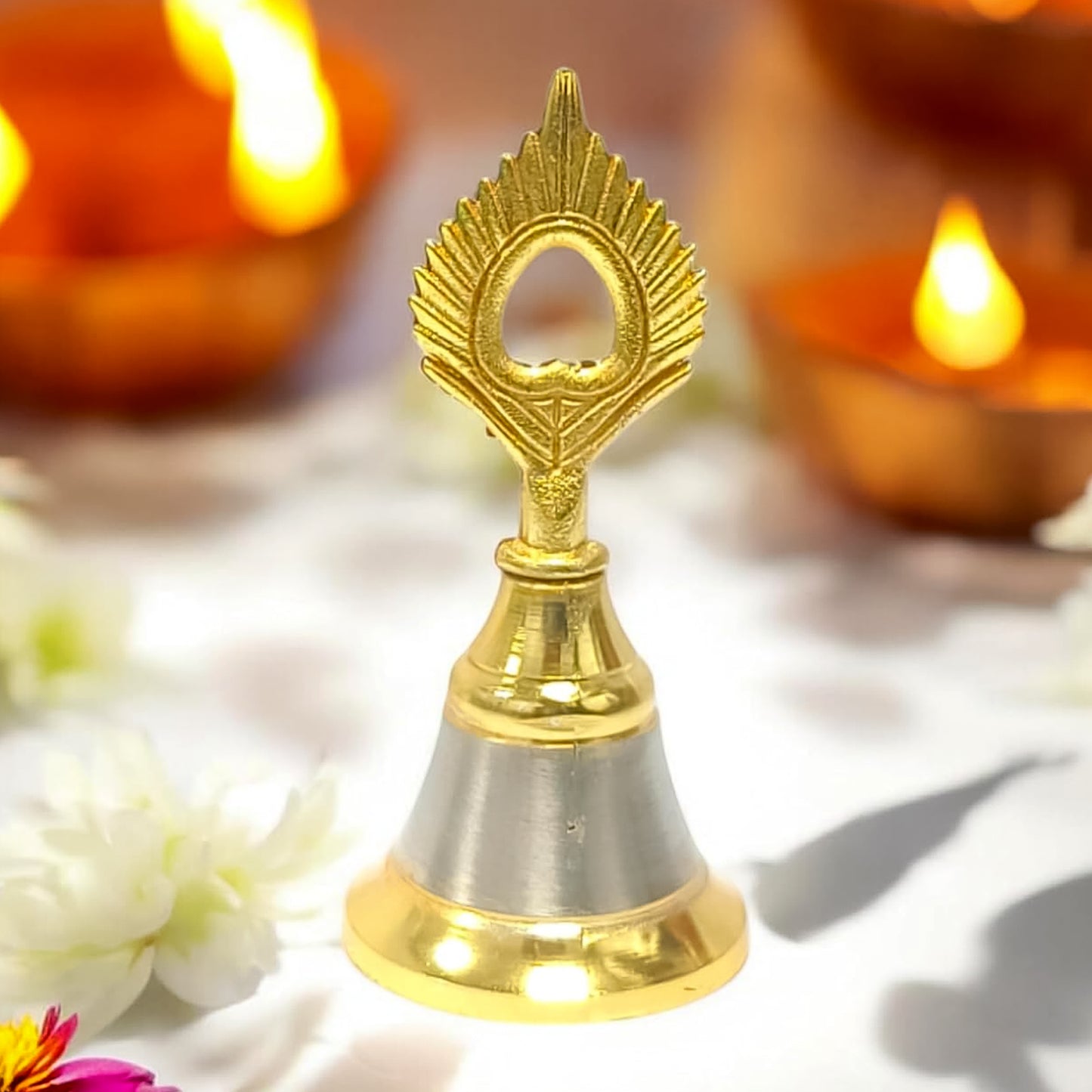 Brass & Steel Pooja Bell for Home Mandir - Melodious Sound - Happy Price - Image 3