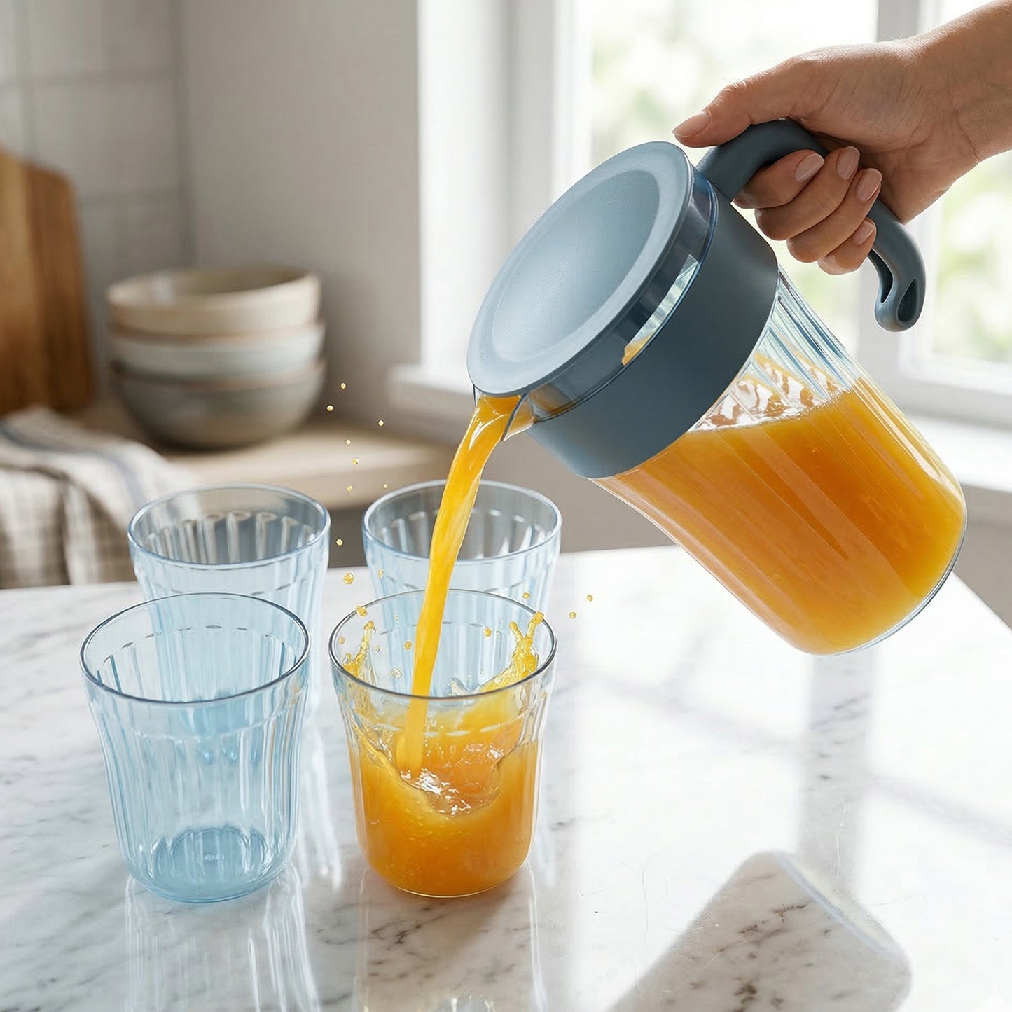 Plastic Jug and 4 Glass Set for Water, Juice - 1 Set - Great Price - Image 3