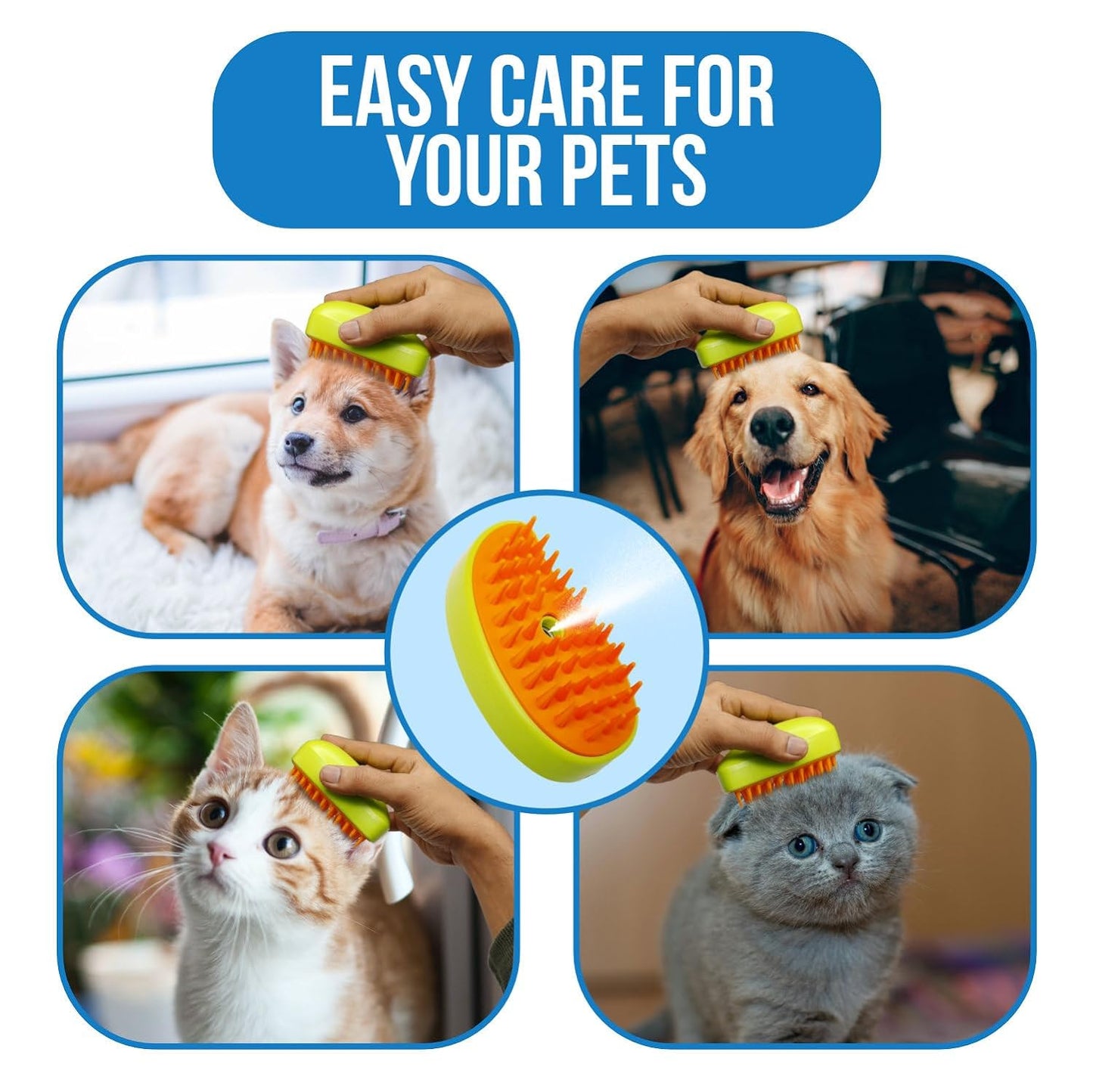 3 In1 Cat Steamy Brush Self Cleaning Steam Cat Brush Cat Steamer Brush For Massage Cat Grooming Brush Pet Hair Removal Comb For Cat And Dog For Removing Tangled And Loose Hair - Happy Price - Image 4