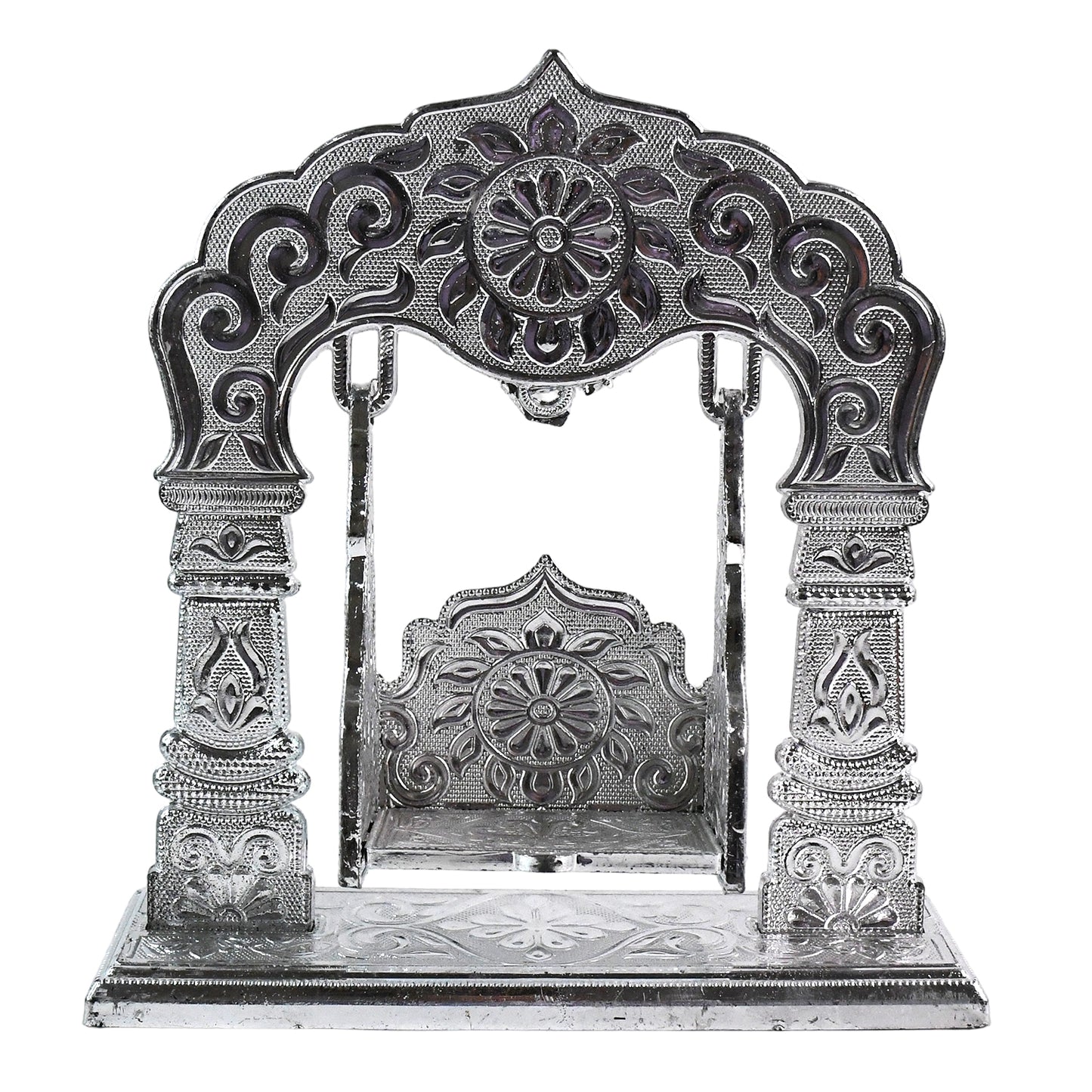 Silver-Coated Metal Bal Gopal Jhula for Laddu Gopal Idol - Decorative Pooja Swing - Happy Price - Image 4