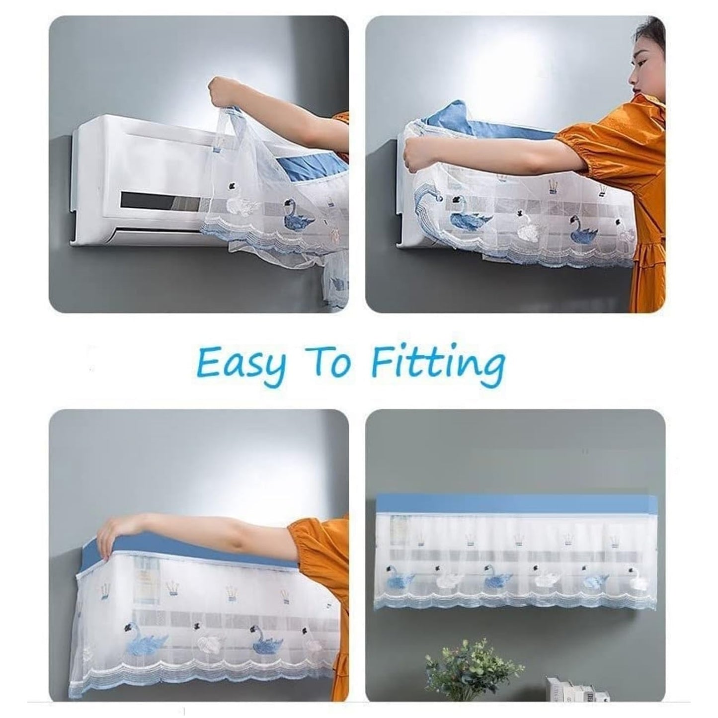 Ac Cover Air Conditioning Dust Cover Folding Designer (Approx 1 Ton 1 Pc Ac Curtain Mix Design) - Happy Price - Image 5