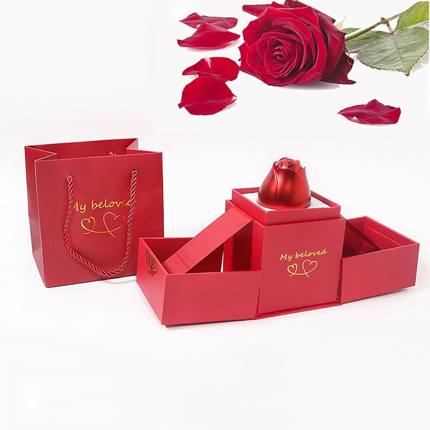 Christmas Gifts For Women Rose Ring Box Jewellery Box Eternal Rose Necklaces Box Wedding Valentines Day - Happy Price - Image 4