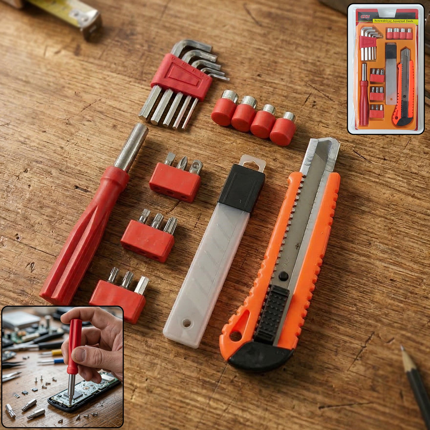 All-in-One Handyman Tool Kit Set - Precision Screwdrivers & Utility Knife (1 Set) - Great Price - Image 2