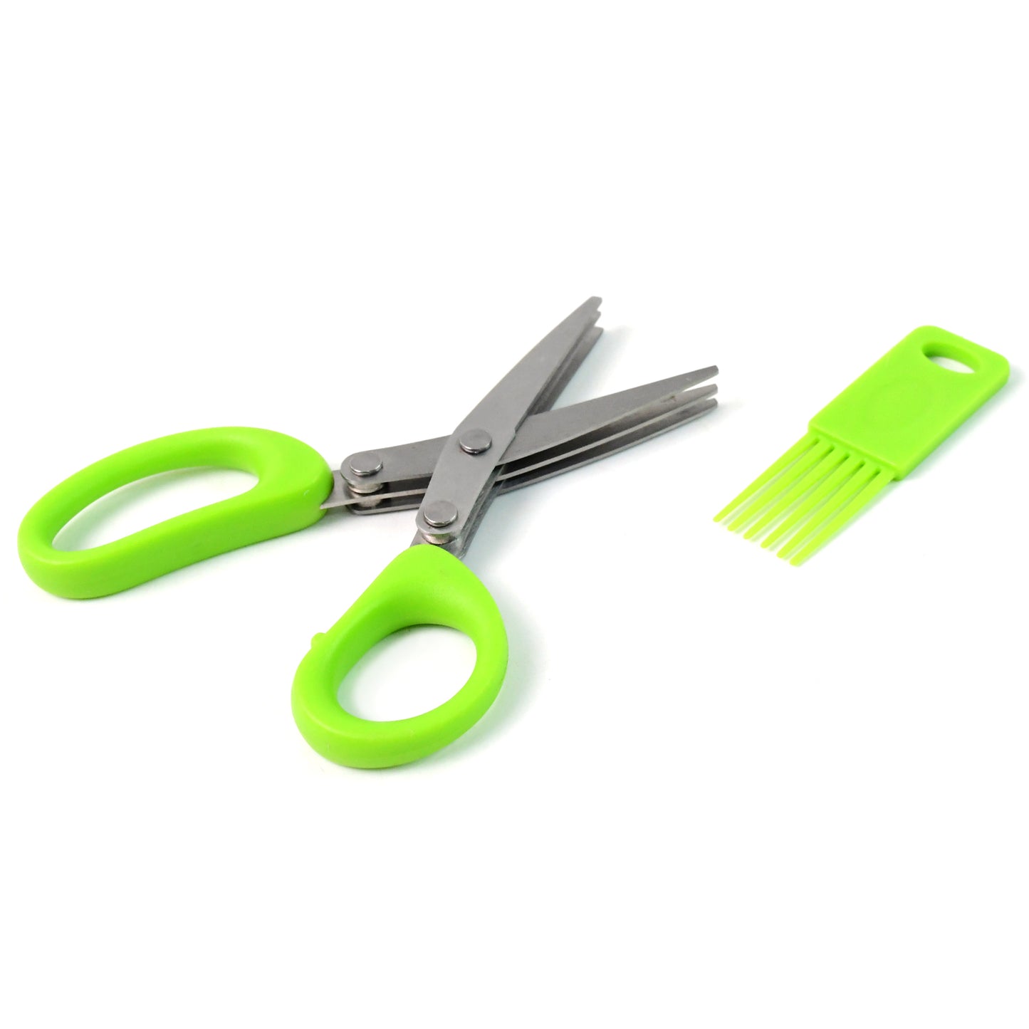 3-Blade Kitchen Herb Scissors with Cleaning Comb - Stainless Steel Cutter for Vegetables & Garnishes (1 Pc) - Happy Price - Image 2