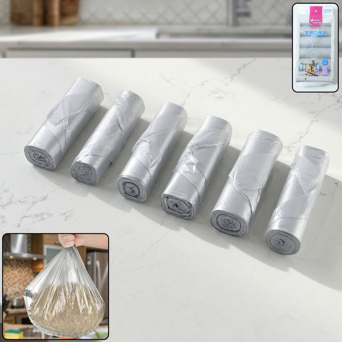 Garbage Bags Roll Set - 6 Rolls, 45x55 Cm, Heavy Duty Waste Bags - Great Price - Image 2