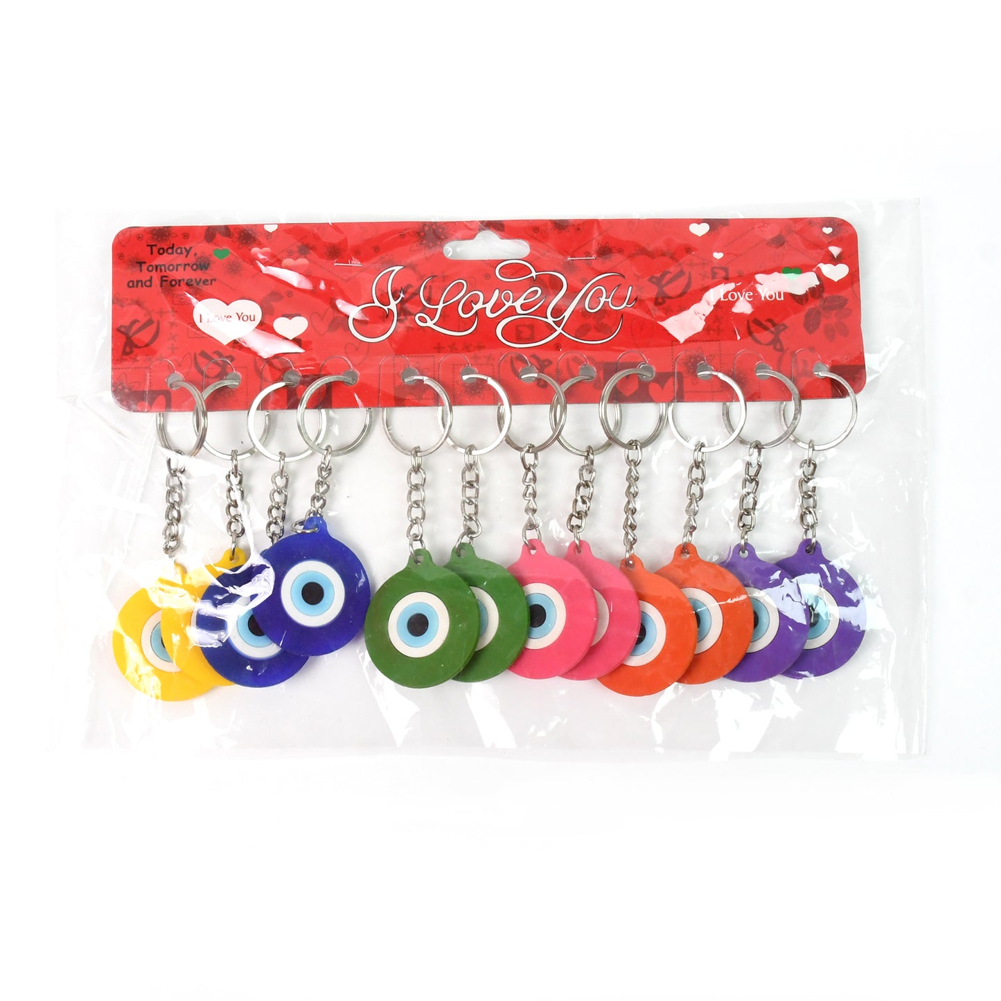 Evil Eye Rubber Silicone Keychain (12 Pcs Set Mix Color) - Happy Price - Image 4