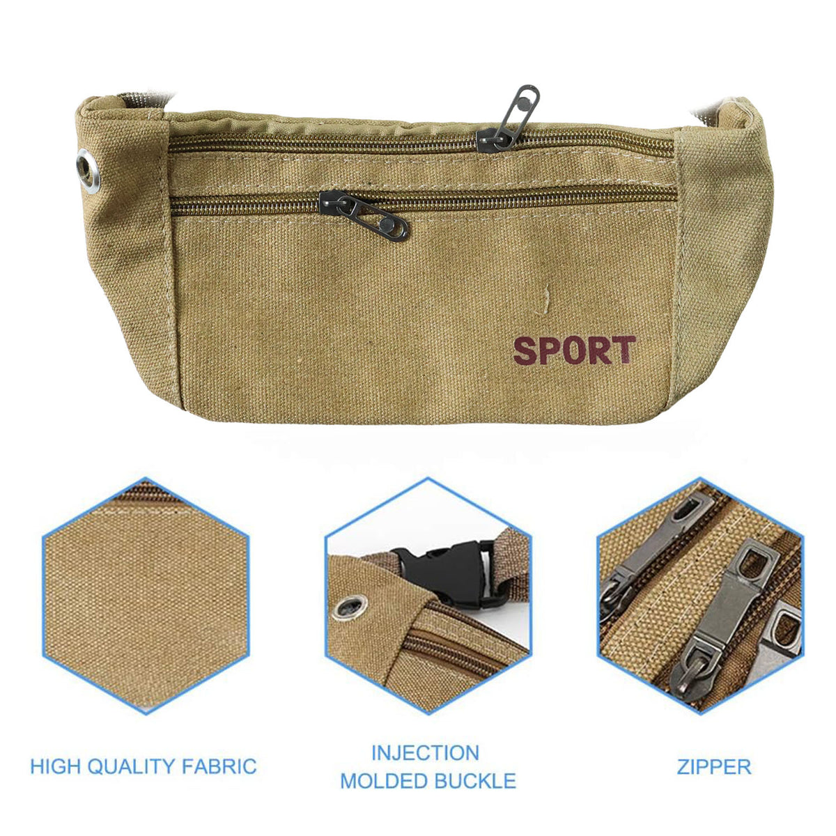 Durable Canvas Waist Pouch Bag - 1 Pc Travel Organizer - Happy Price - Image 3