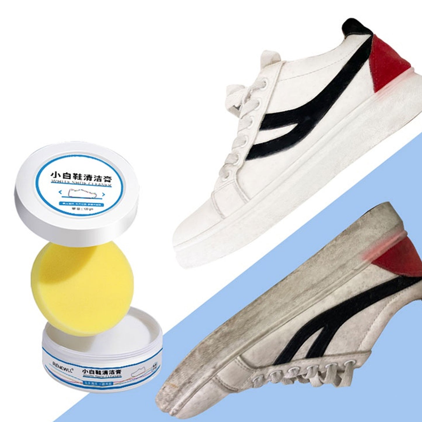 Stain Remover Cleansing Cream For Shoe Polish Sneaker Cleaning Kit Shoe Eraser Stain Remover White Rubber Sole Shoe Cleaner White Shoe Cleaning Cream Stain Remover (120 Gm Approx) - Happy Price - Image 2