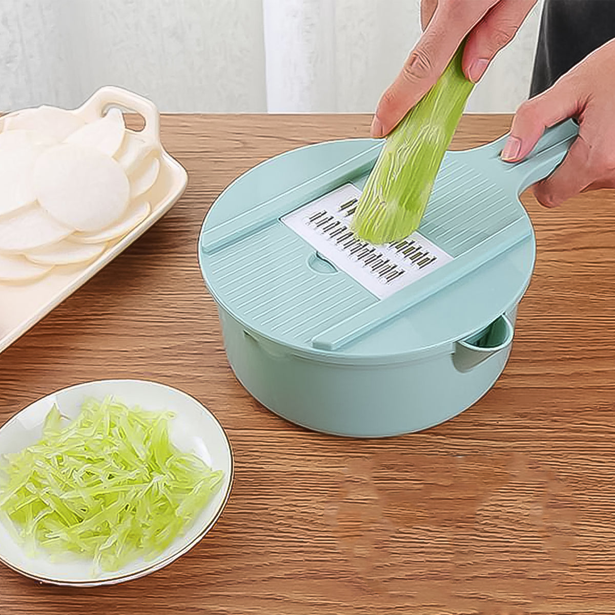 Vegetable Choppers With Drain Basket 6 In 1 Vegetable Slicer Blades (1 Set) - Happy Price - Image 5