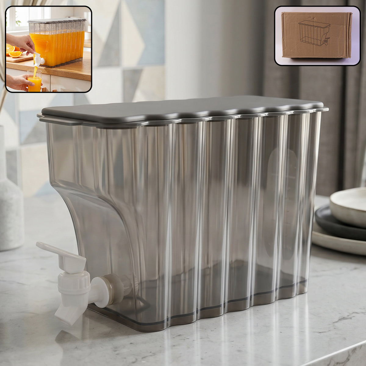 3.6 Litre Plastic Beverage Dispenser with Tap for Fridge - Happy Price - Image 1