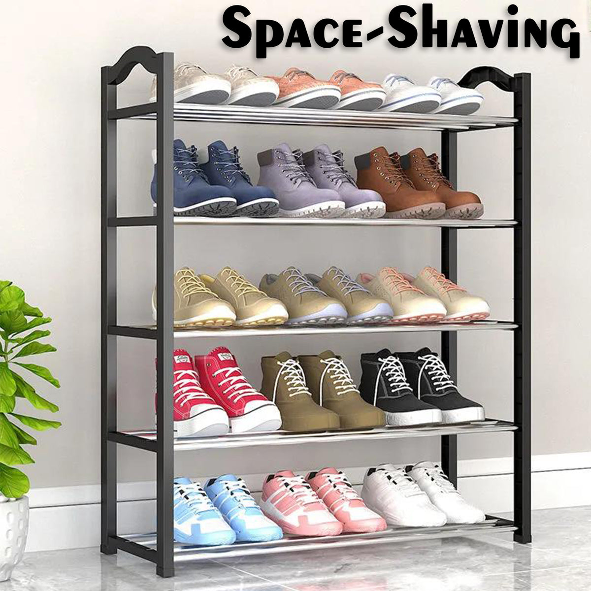 4-Tier Carbon Steel Shoe Rack Organizer - Compact & Durable - Happy Price - Image 6