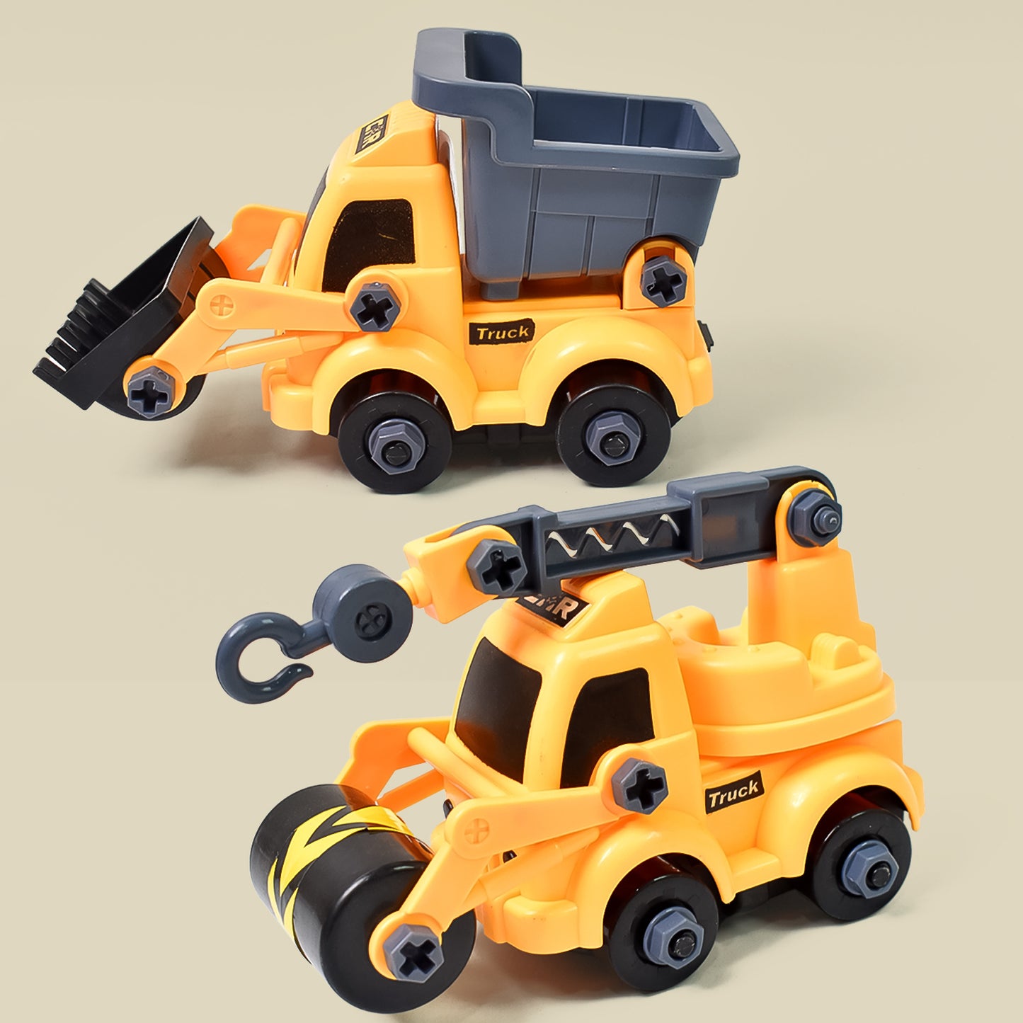Engineering Vehicles Nut Assembly Vehicle Toy Diy Nut Assembly Vehicle Model Toy Highly Simulation Children Kids Car Model Toy Set (2 Pc Set) - Happy Price - Image 2