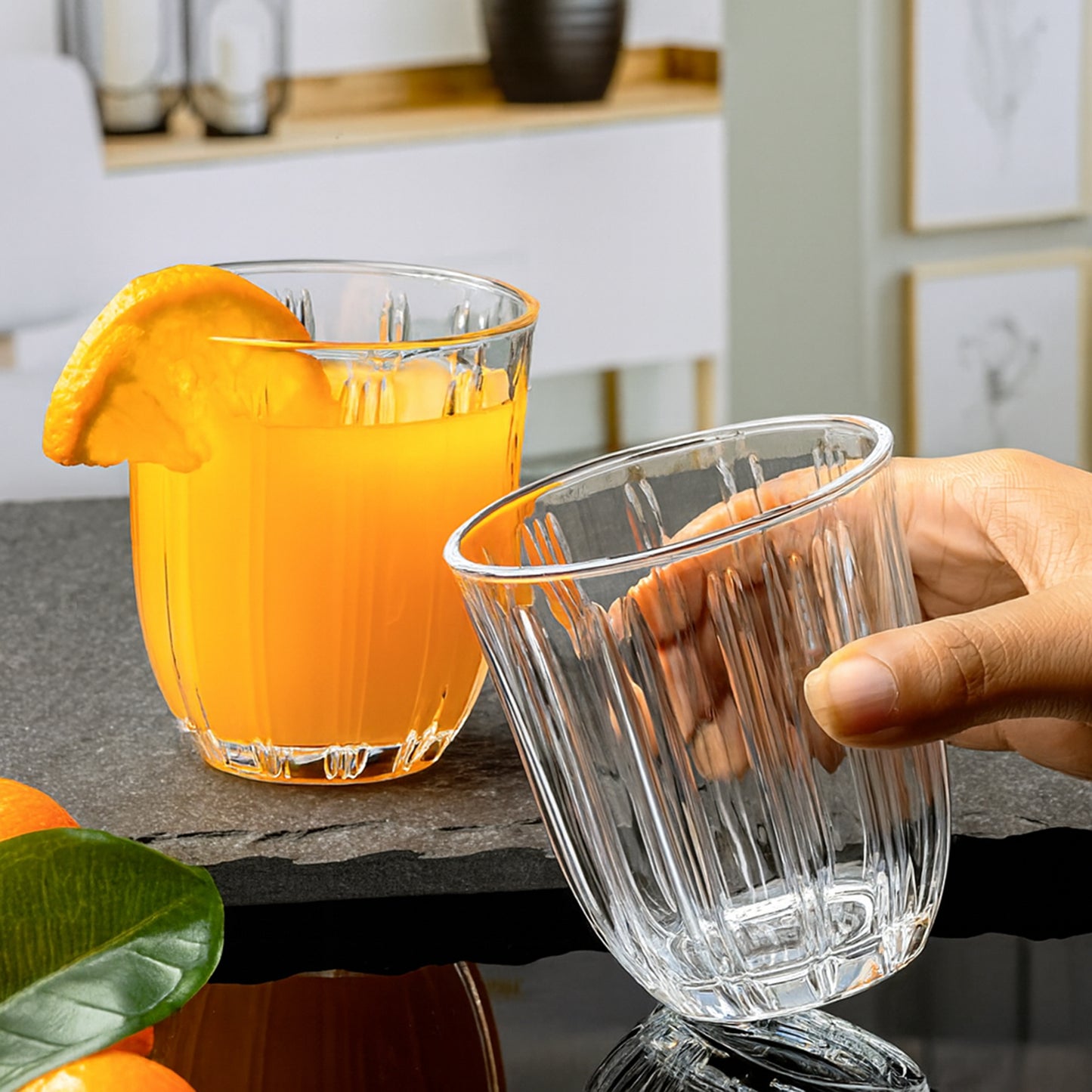 Clear Glass Tumblers Set - 256ml, 6 Pcs, Ribbed Design - Happy Price - Image 6