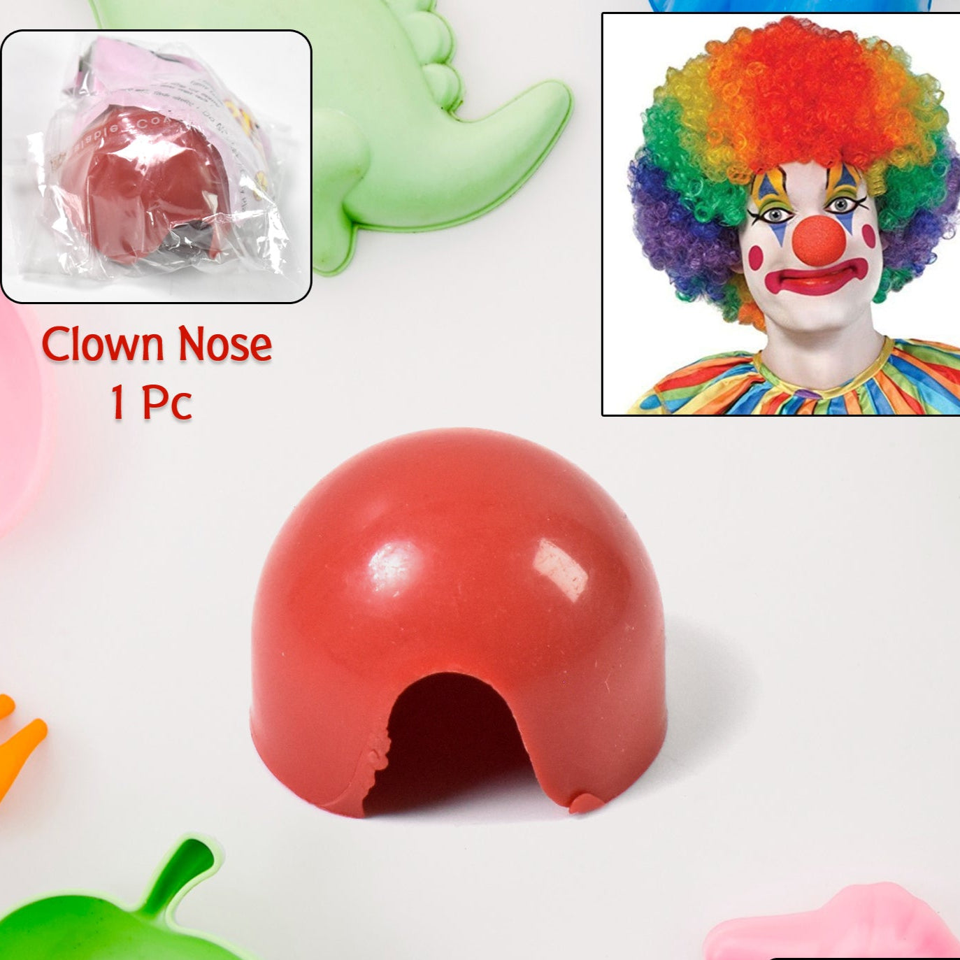 Small Plastic Joker Clown Nose Toy (1 Pc Mix Color Design) - Happy Price - Image 1