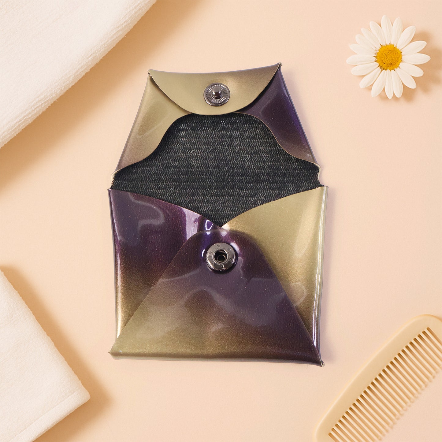 PU Leather Foldable Coin Pouch - Snap Closure Mini Wallet for Cash & Small Items (1 Pc, Assorted Color) - Happy Price - Image 4