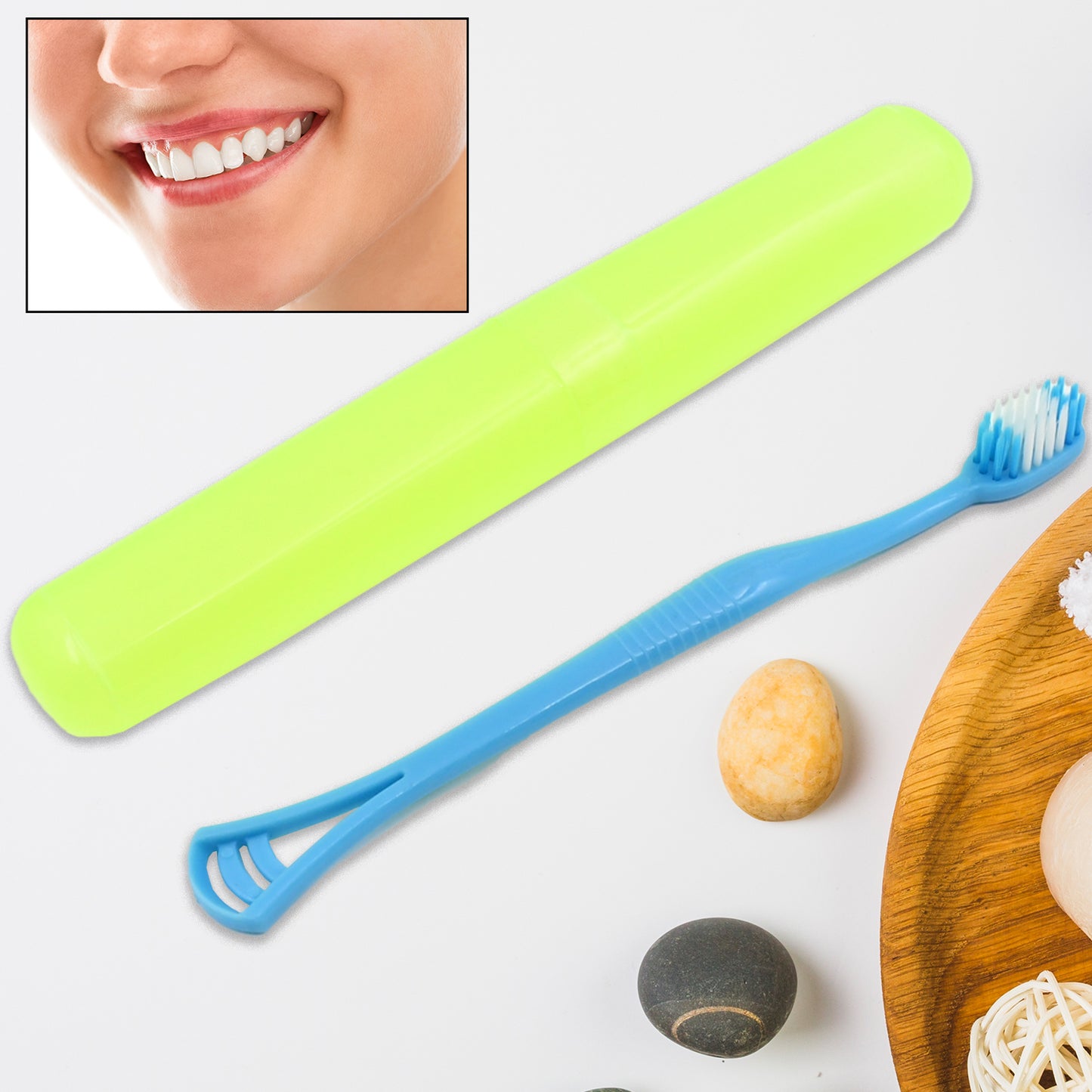 2 In 1 Soft Toothbrush And Tongue With Toothbrush Cover Cleaner Scraper For Men And Women Kids Adults Plastic Toothbrush Cover Case Holder (1 Pc) - Happy Price - Image 5
