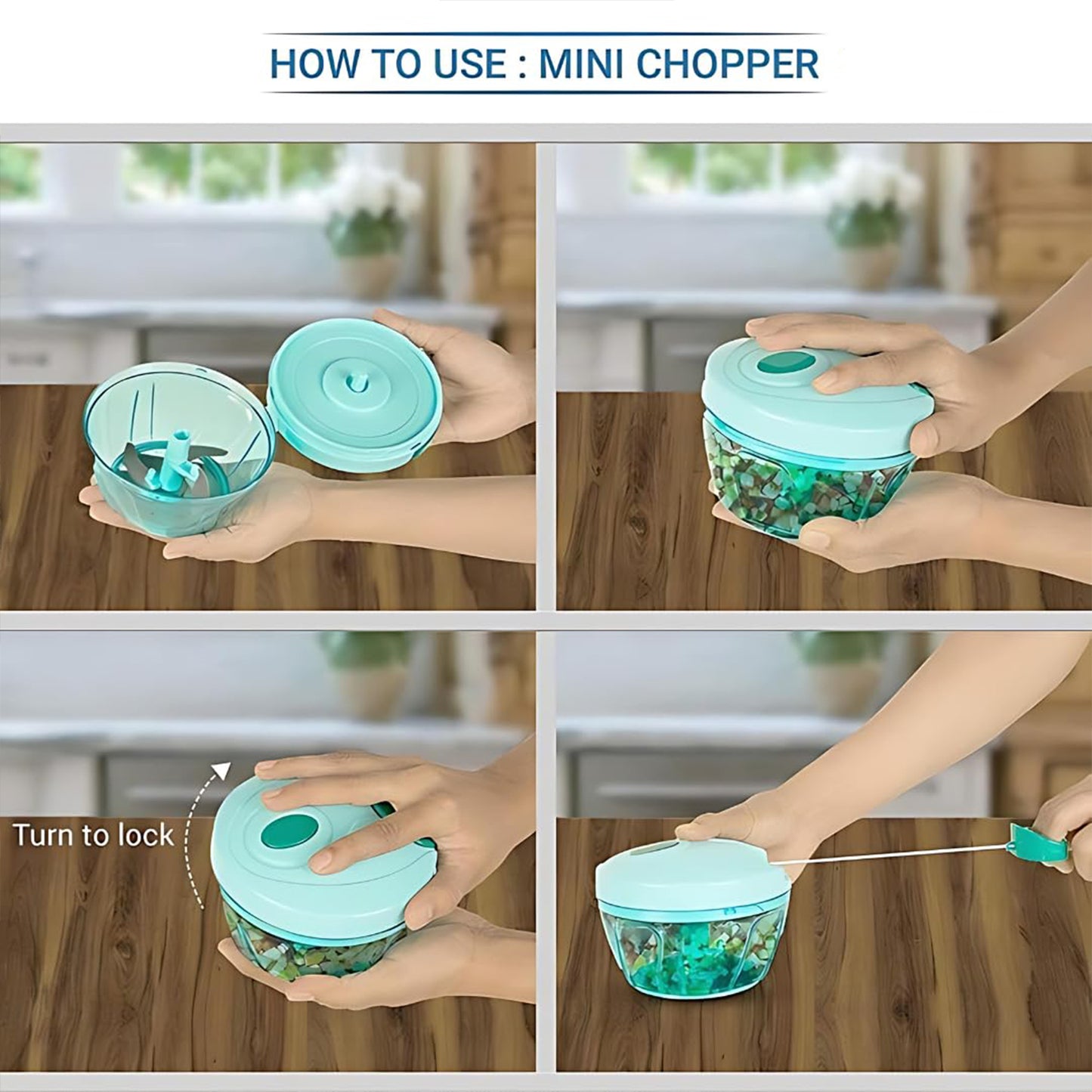 3 Blades Handy Chopper And Slicer Used Widely For Chopping And Slicing (450 Ml 1 Pc) - Happy Price - Image 4