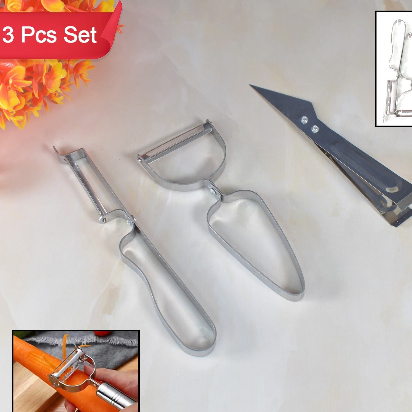 Multifunctional Peeler Grater For Vegetable Fruit (3 Pcs Set) - Happy Price - Image 1