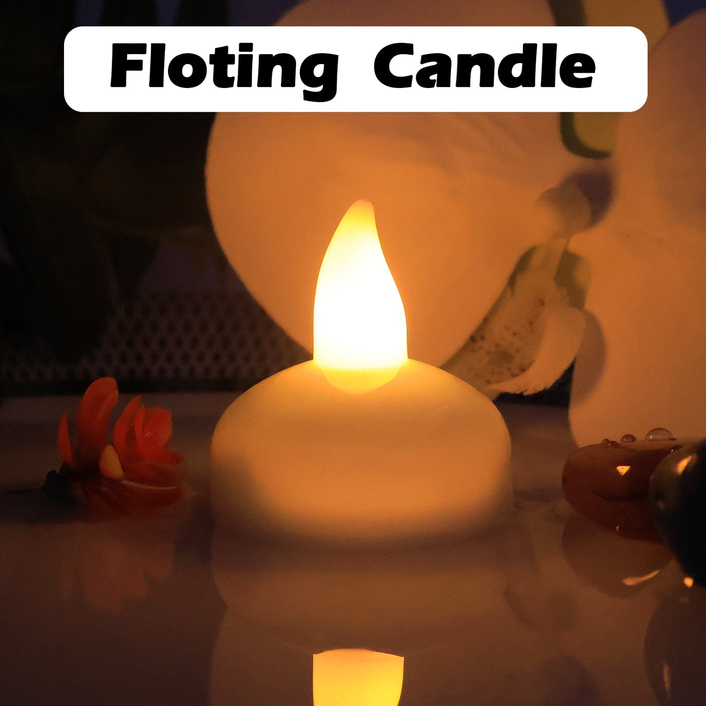 12 Pcs LED Floating Lotus Candles with Water Sensor - Flameless & Smokeless - Happy Price - Image 5