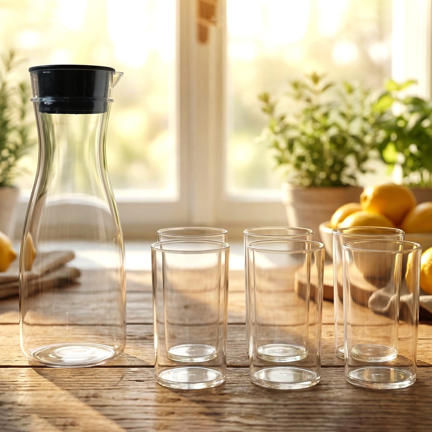 Plastic Water Jug and Glass Set - 1000ml Jug, 6 x 300ml Glasses - Great Price - Image 5