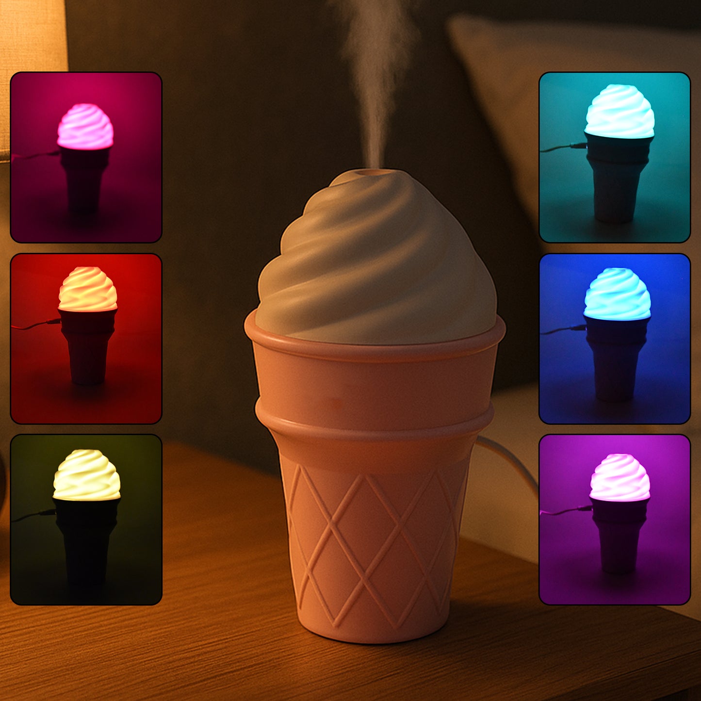 Ice Cream Cone Shape Air Freshener Humidifier (1pc Pink) - Happy Price - Image 4