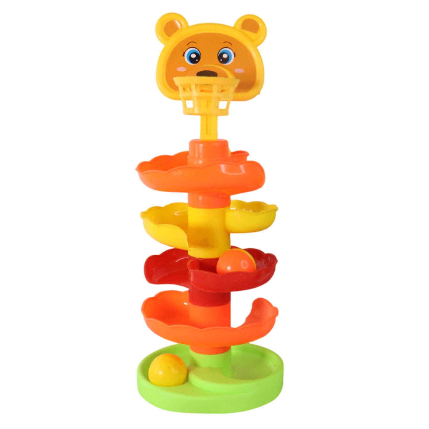 Colorful Bear Face Ball Drop Tower Toy for Toddlers - Educational Stacking Spiral Playset - Happy Price - Image 4