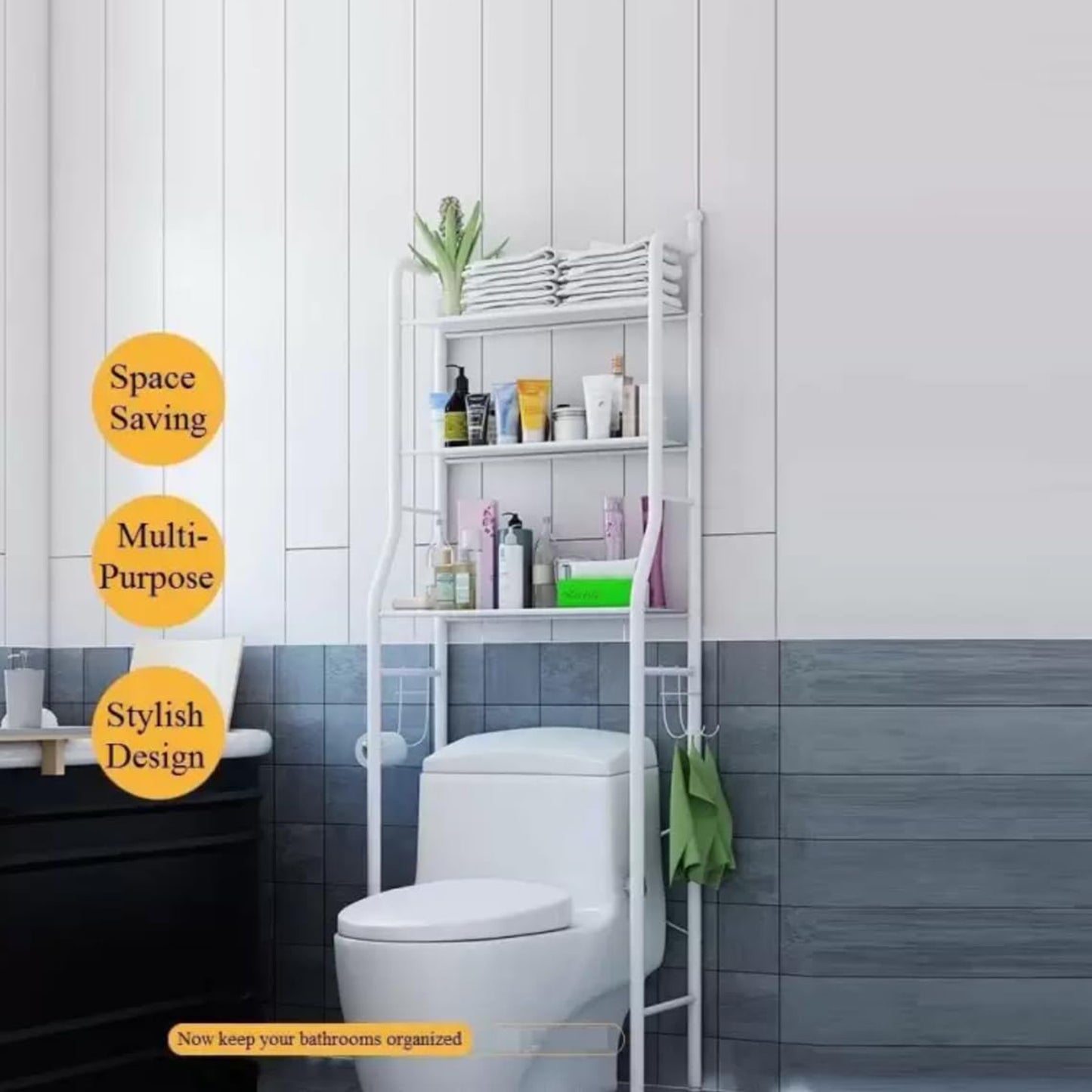 Multi-Layer Floor Stand Storage Rack for Bathroom & Laundry Room - Happy Price - Image 3