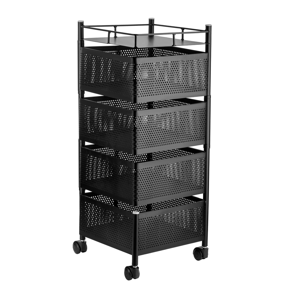 Metal High Qaulity Kitchen Trolley Kitchen Organizer Items And Kitchen Accessories Items For Kitchen Rack Square Design For Fruits Vegetable Onion Storage Kitchen Trolley With Wheels (4 Layer 3 Layer) - Happy Price - Image 2