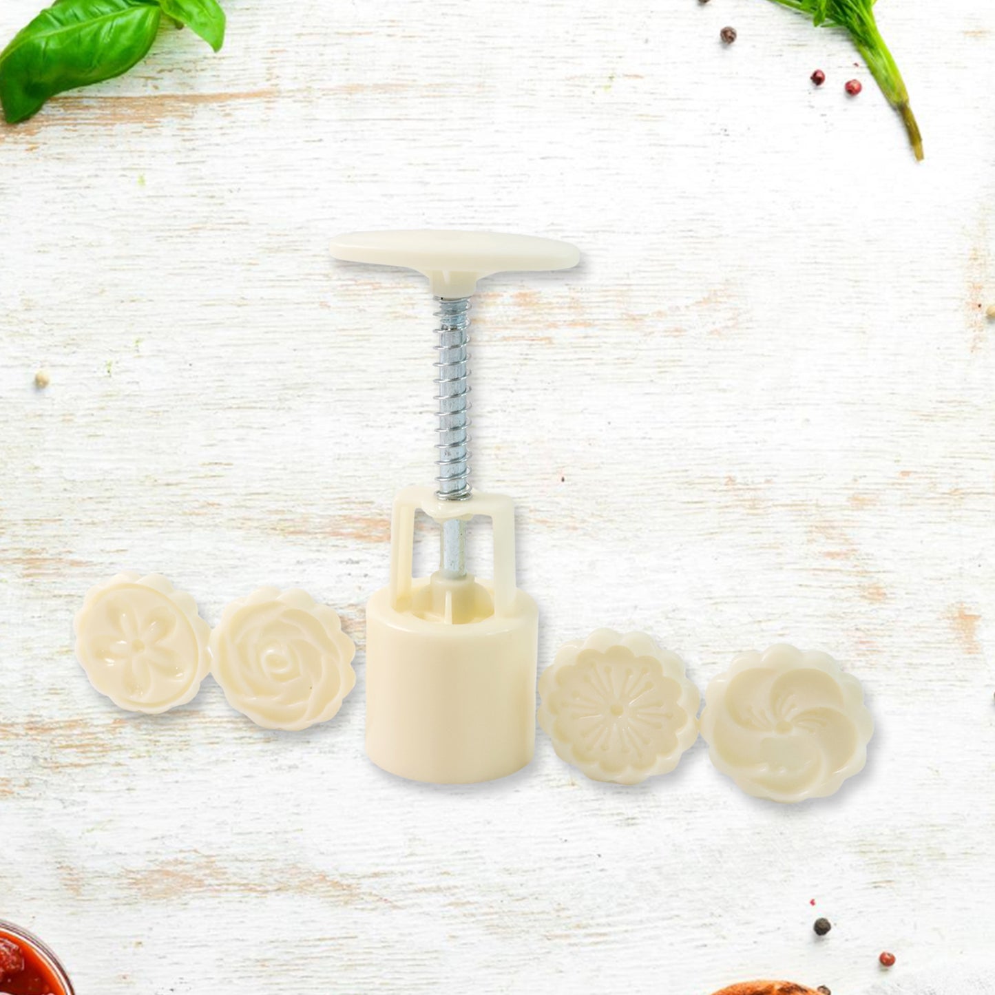 4-in-1 Spring Press Cookie & Pastry Mold Set with Floral Stamps - Happy Price - Image 4