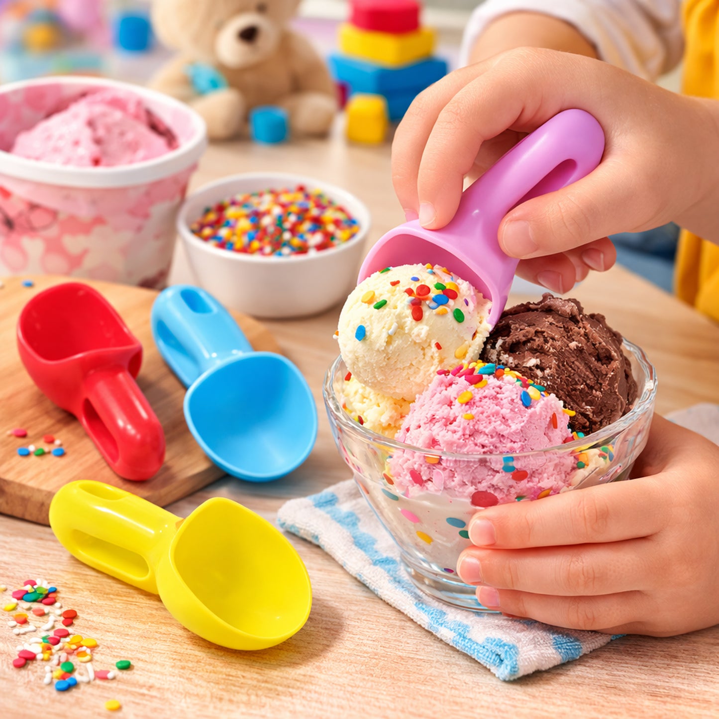 Plastic Ice Cream Scoop Set - 4 Piece Dessert Server - Great Price - Image 6