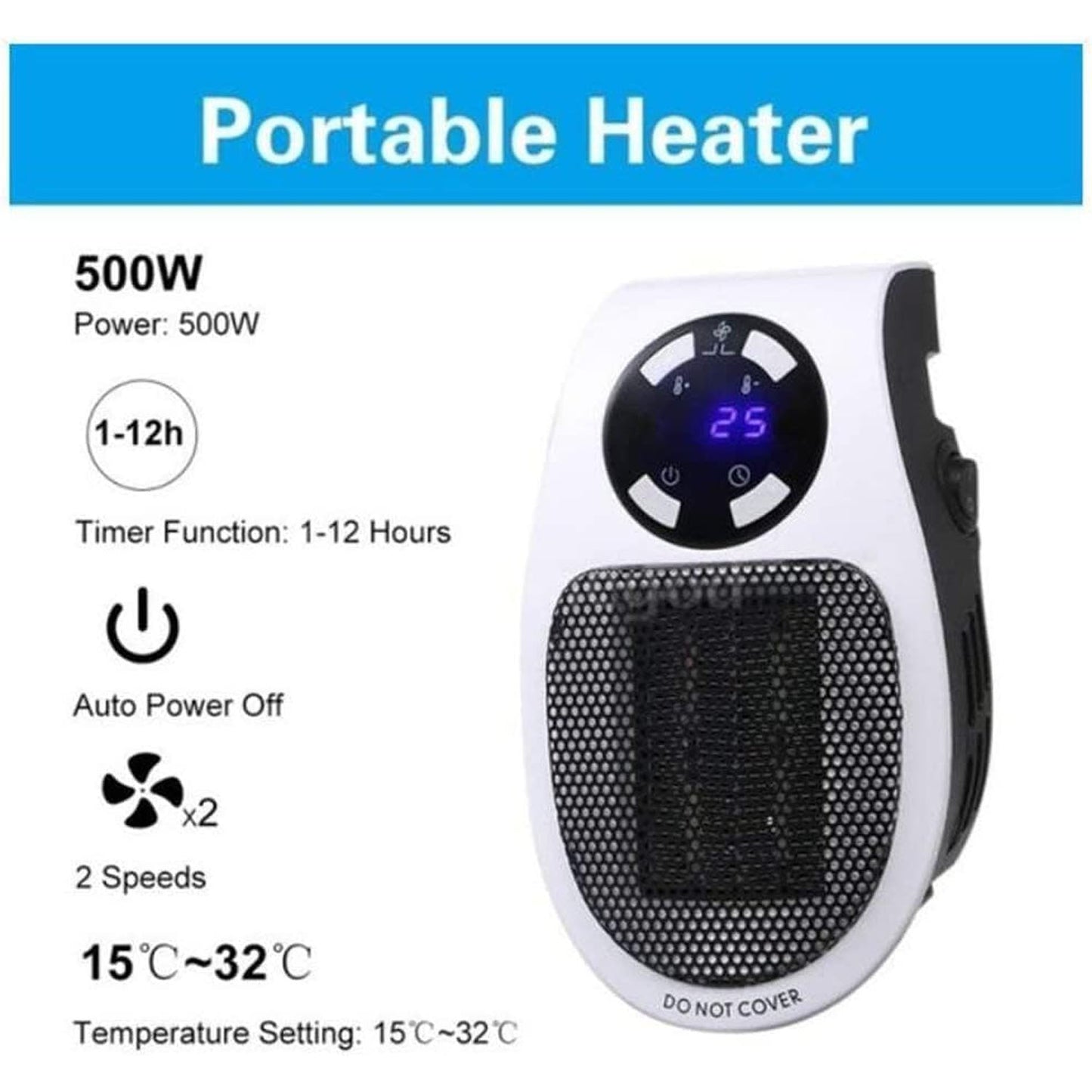 500W Compact Wall Plug Electric Heater for Rooms - Great Price - Image 6