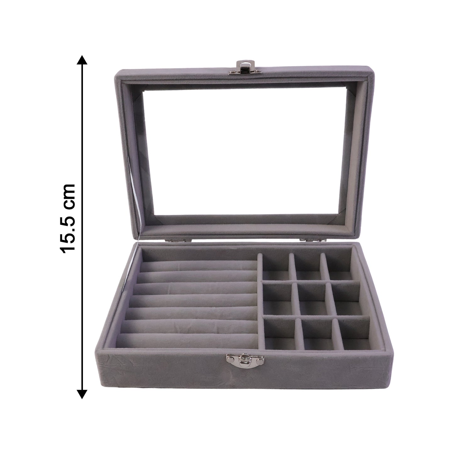 Velvet Jewellery Organizer Box with Clear Lid - 1 Pc - Great Price - Image 5