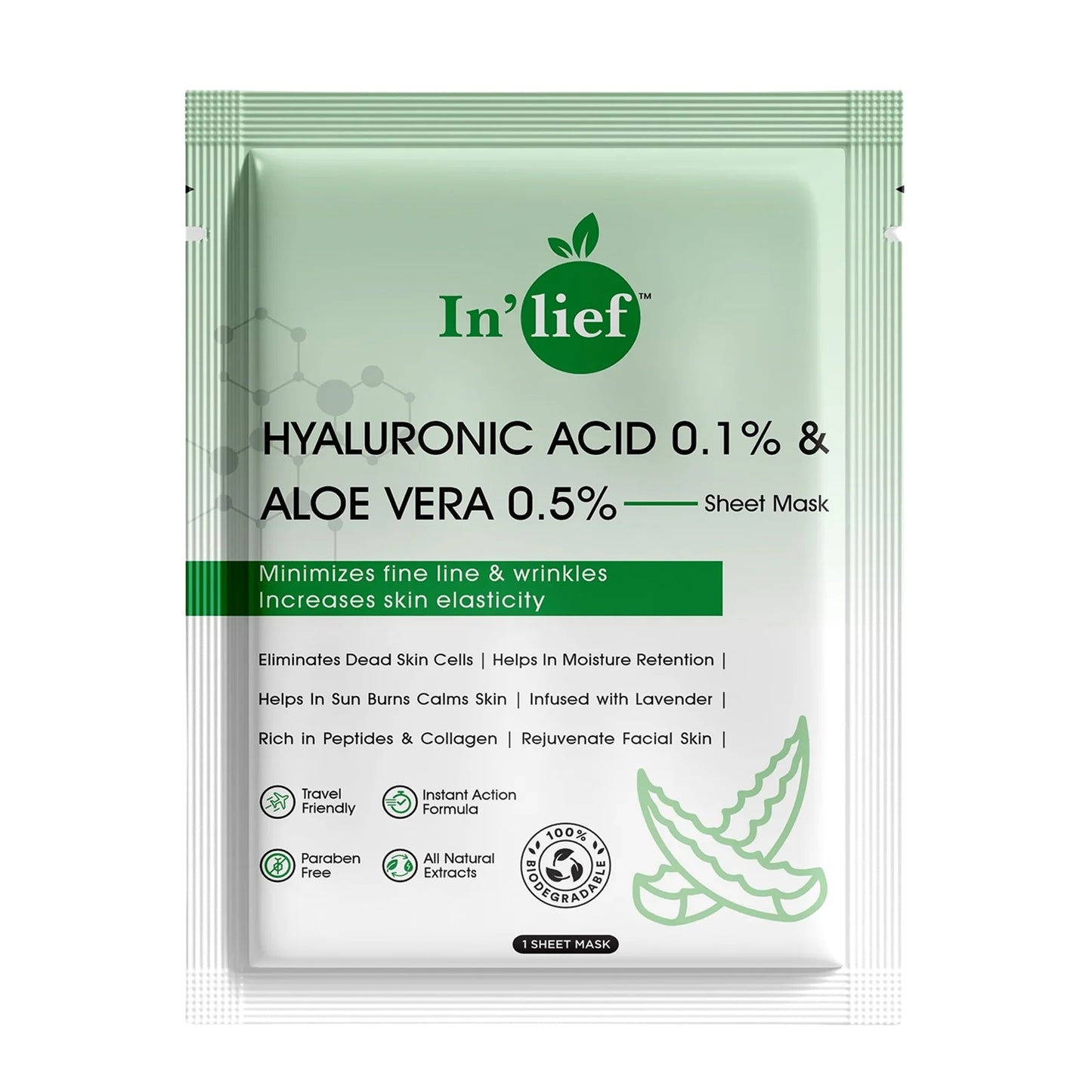 Hyaluronic Acid & Aloe Vera Hydrating Facial Mask - 1 Pc - Happy Price - Image 2
