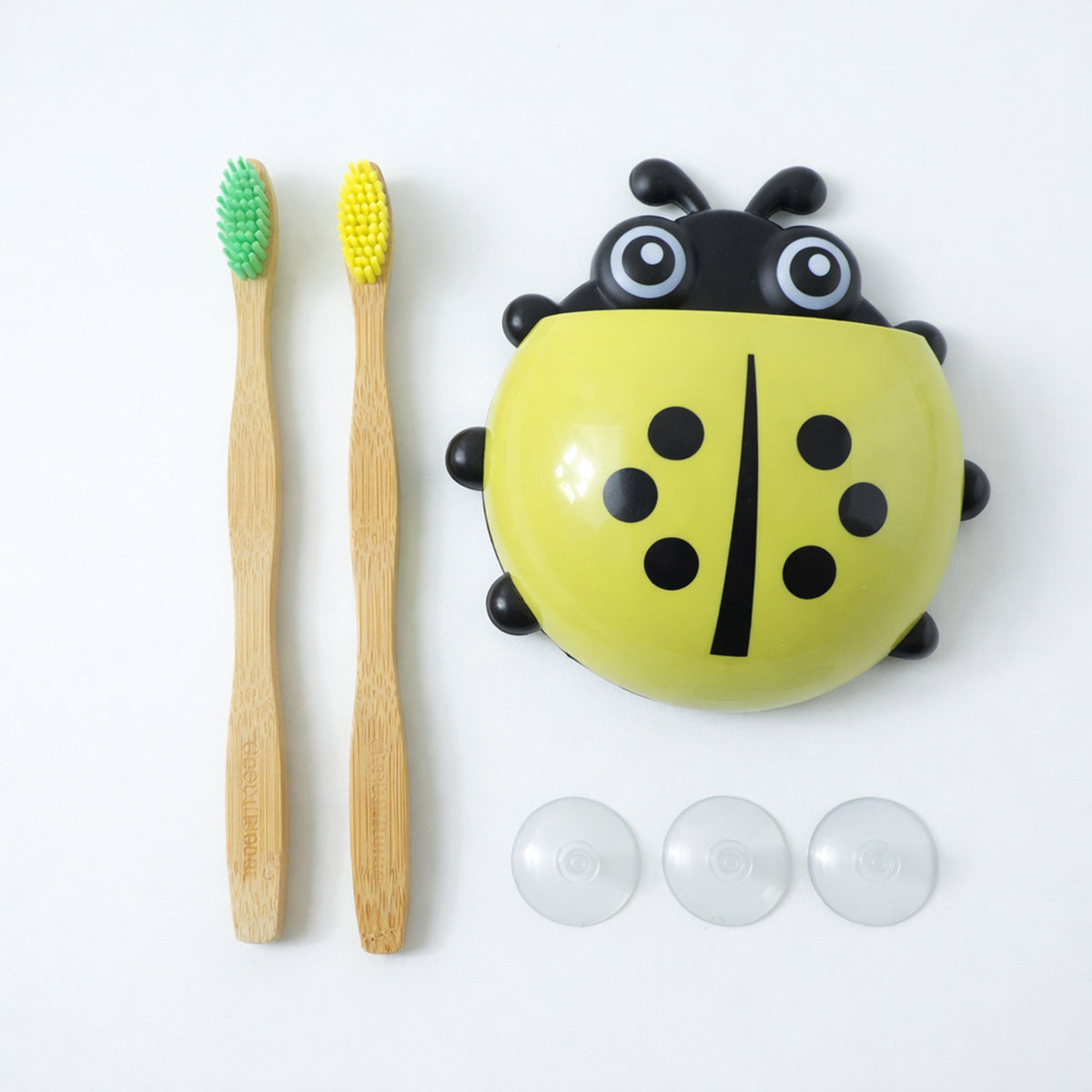 Cute Ladybug Toothbrush Holder with Bamboo Toothbrushes - Wall Mount Organizer - Happy Price - Image 4