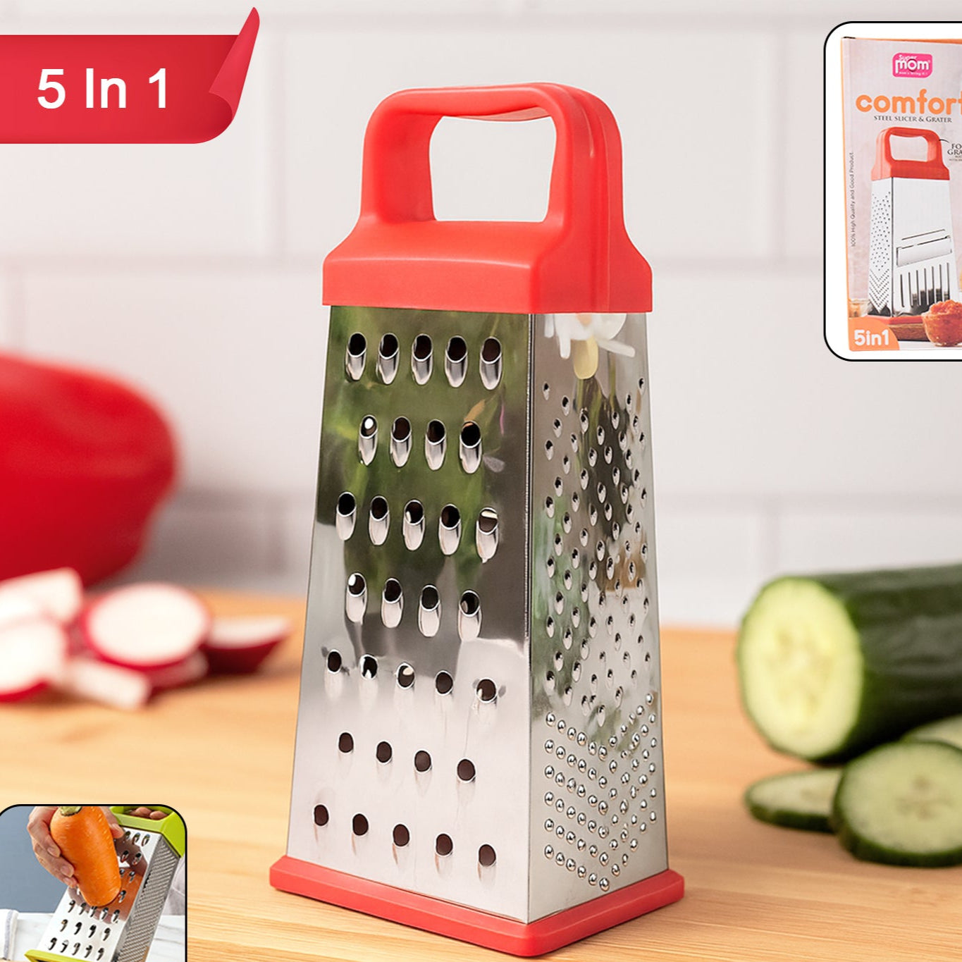 Happyprice 5-in-1 Stainless Steel Grater and Slicer for Kitchen Use - Happy Price - Image 1