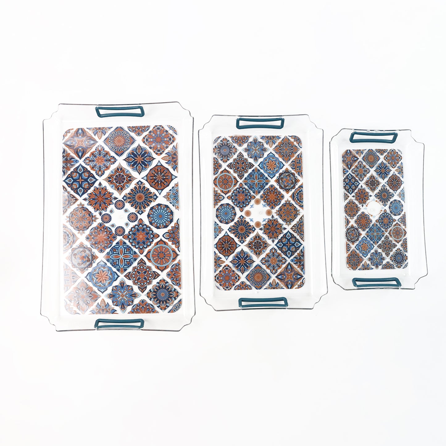 3 Piece Nesting Serving Tray Set with Handles - Happy Price - Image 2