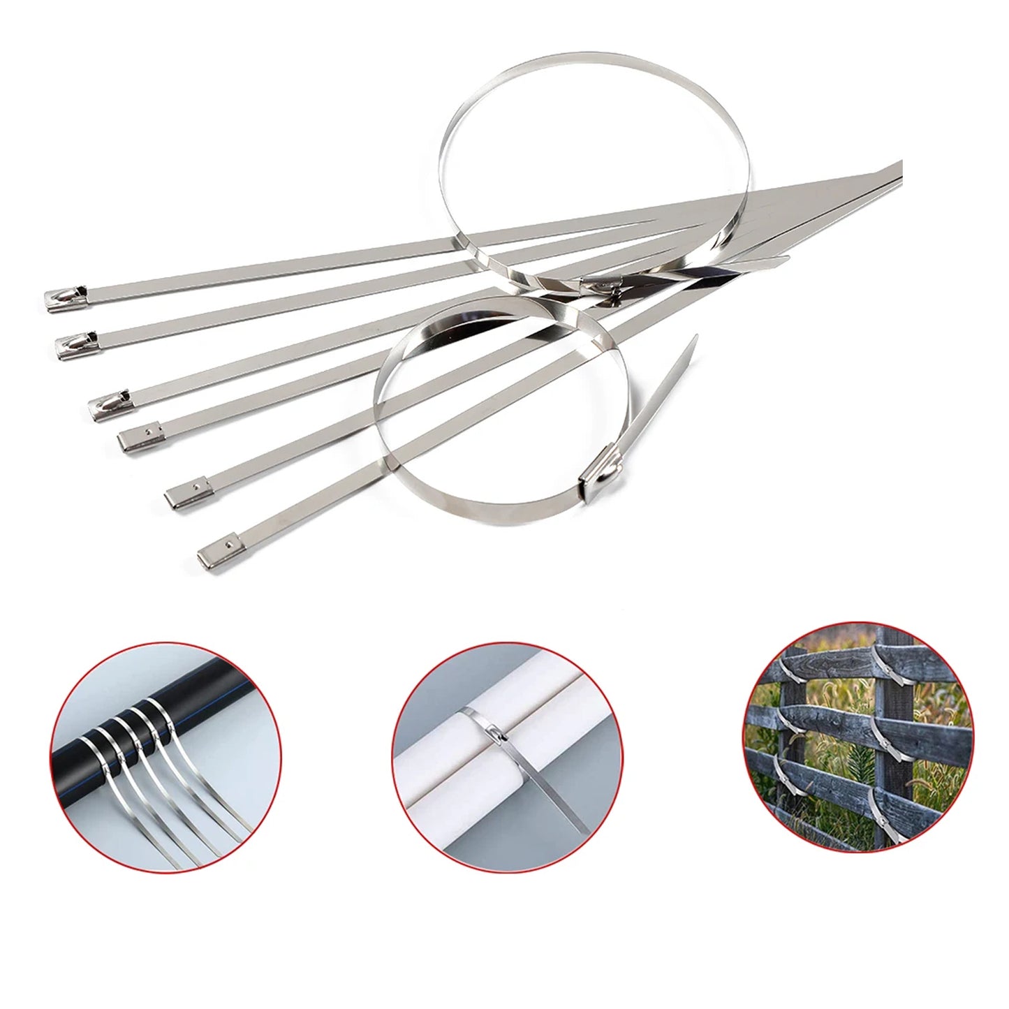 Multipurpose Stainless Steel Cable Tie (10 Pcs Set 4.6x200mm) - Happy Price - Image 2