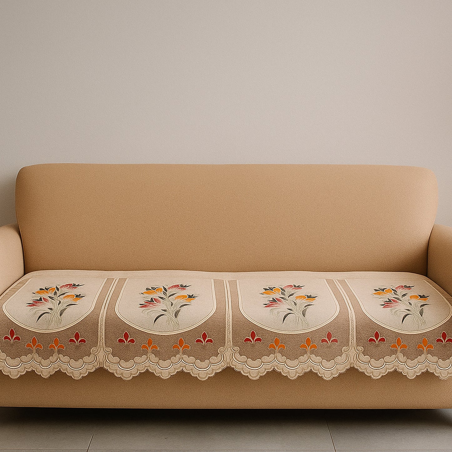 Floral Sofa Seat Protector Runner - 134x28 Inch - Happy Price - Image 3