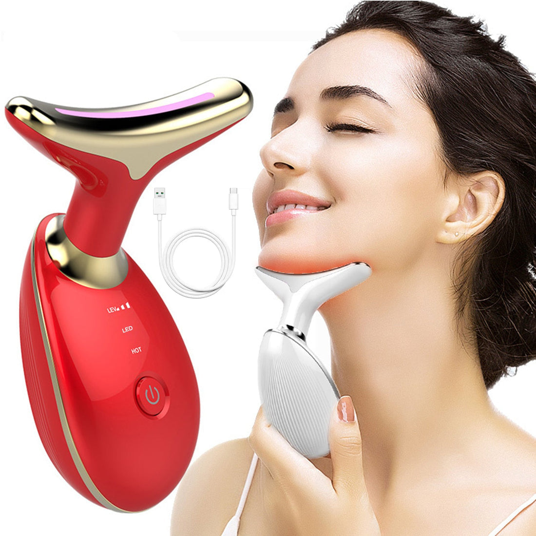 LED Photon Face Massager for Wrinkle Reduction - 1 Pc Plastic - Happy Price - Image 2