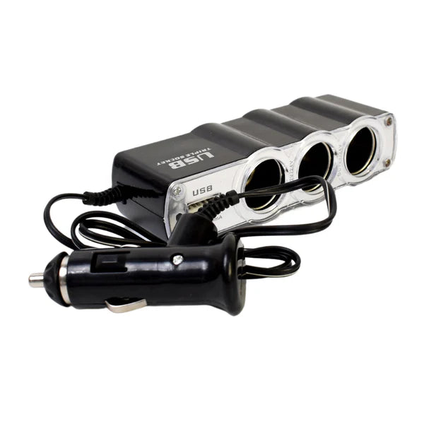 3-Way Car Charger Splitter with USB Port - 12V Power Adapter - Happy Price - Image 3
