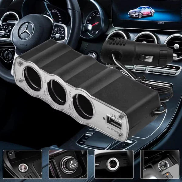 3-Way Car Charger Splitter with USB Port - 12V Power Adapter - Happy Price - Image 4