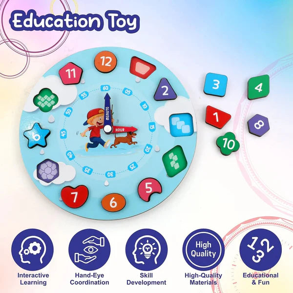 Aditi Wooden Learning Clock Toy with Movable Hands - Happy Price - Image 4