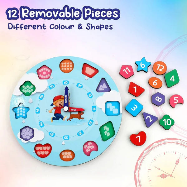 Aditi Wooden Learning Clock Toy with Movable Hands - Happy Price - Image 6